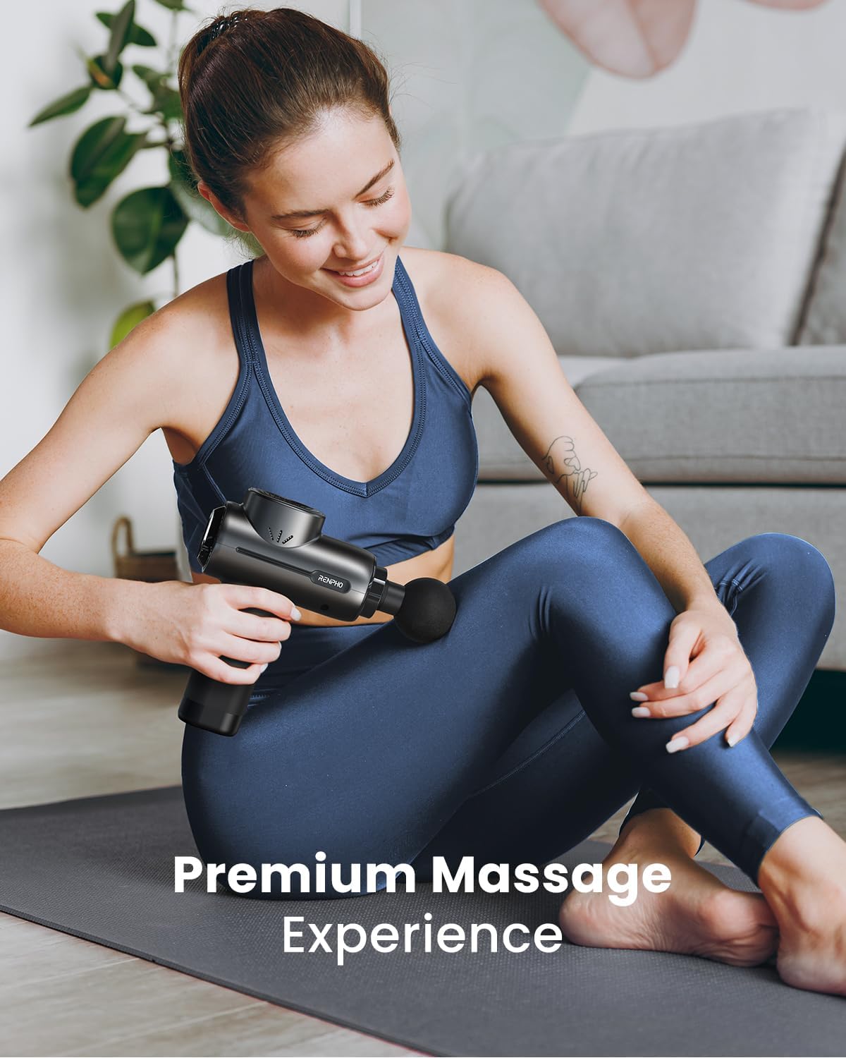 RENPHO Active+ Thermal Massage Gun with Heat, App Control, Muscle Massager