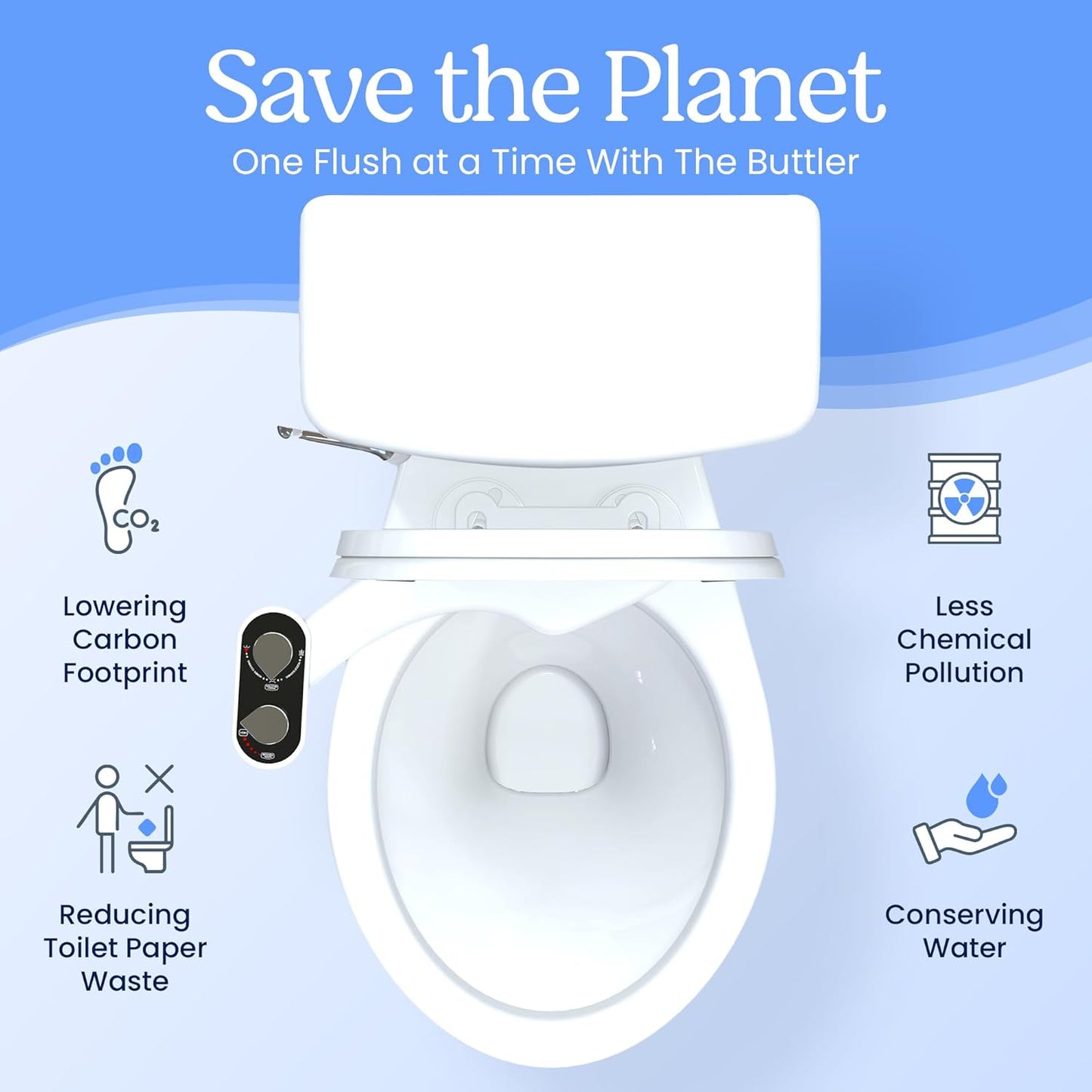 CLEAR REAR Bidet Attachment for Toilet Seat - Non-Electric with Self Cleaning Dual Nozzles, Leak Proof Connectors, Adjustable Water Spray, Rear & Feminine Wash - Hygienic Bathroom Upgrades (Black)