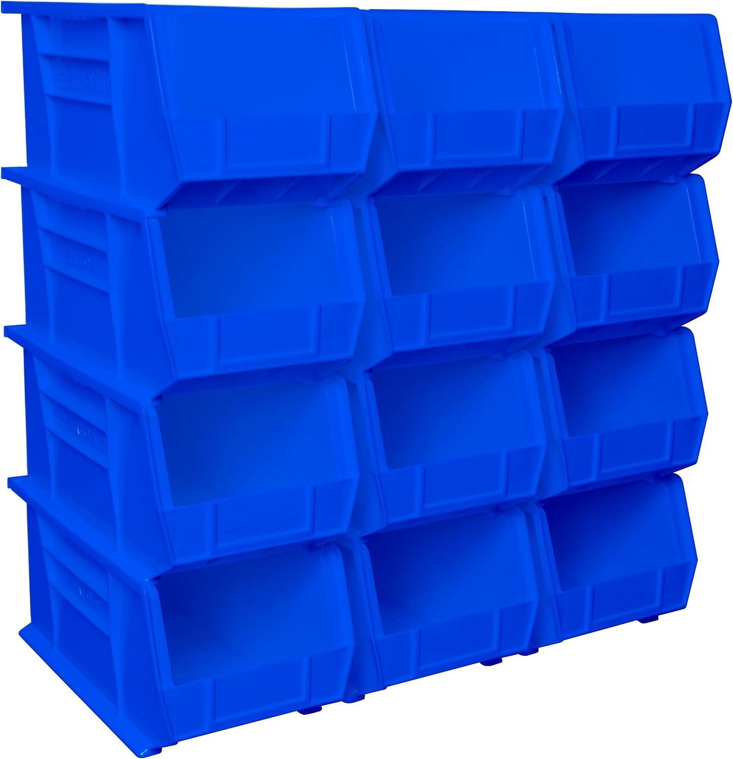 Akro-Mils 30240 AkroBins Plastic Storage Bins, 15"x8"x7", Blue, 12-Pack | Space-Saving Stackable Bins for Garage, Pantry, Craft Organization