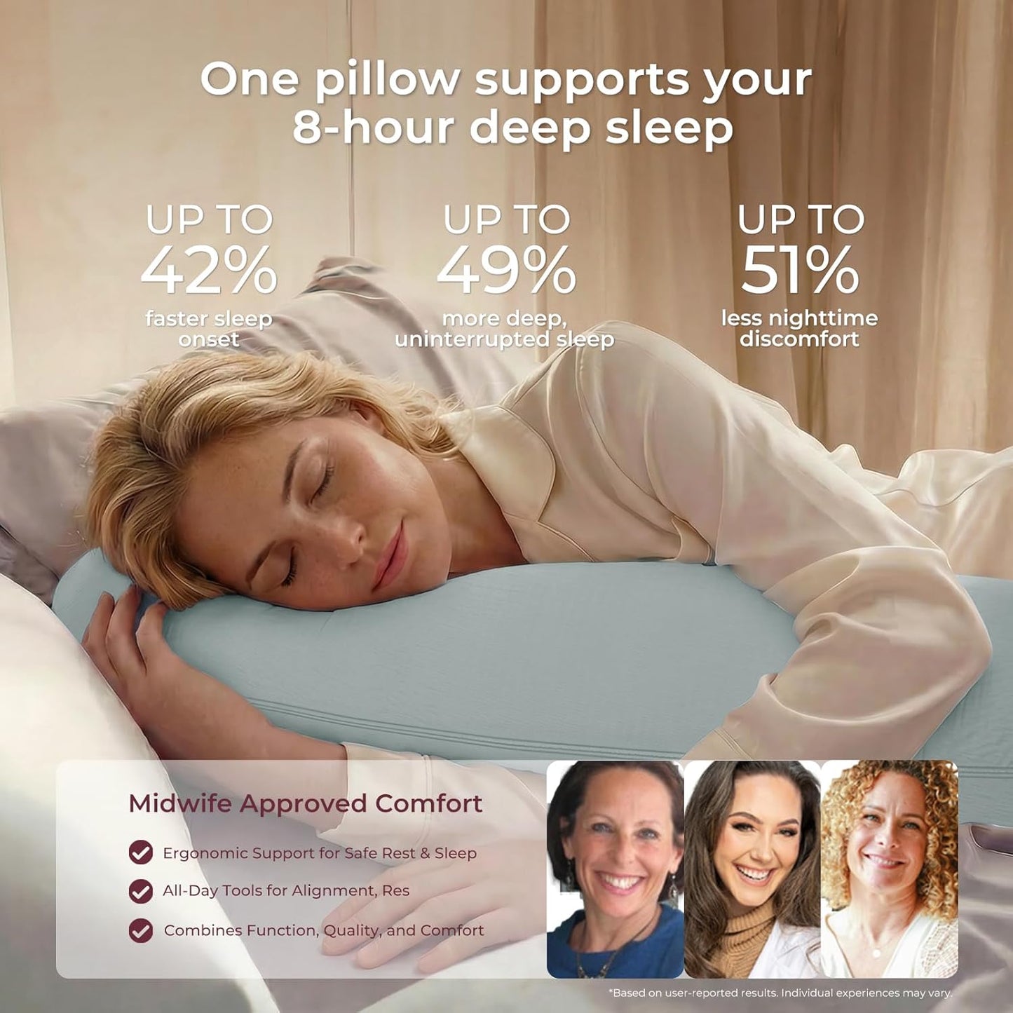 Momcozy Pregnancy Pillows for Side Sleeping, J Shaped Maternity Body Pillow for Pregnancy, Soft Pregnancy Pillow with Cotton Cover for Head Neck Belly Support, Blue