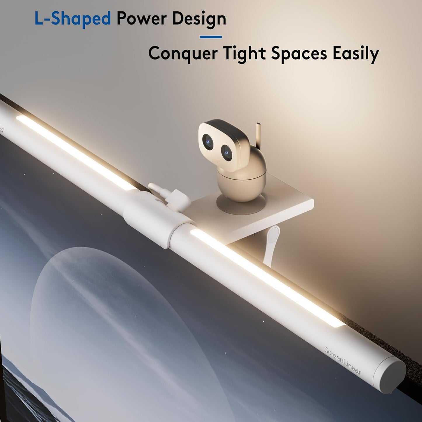 Quntis Monitor Light Bar with Remote, Eye-Care No Glare, Space Saving Home Office Desk Lamp, White, Stepless Dimming, Easy Setup LED Computer Light Backlight for Curved Gaming Monitors Reading Study