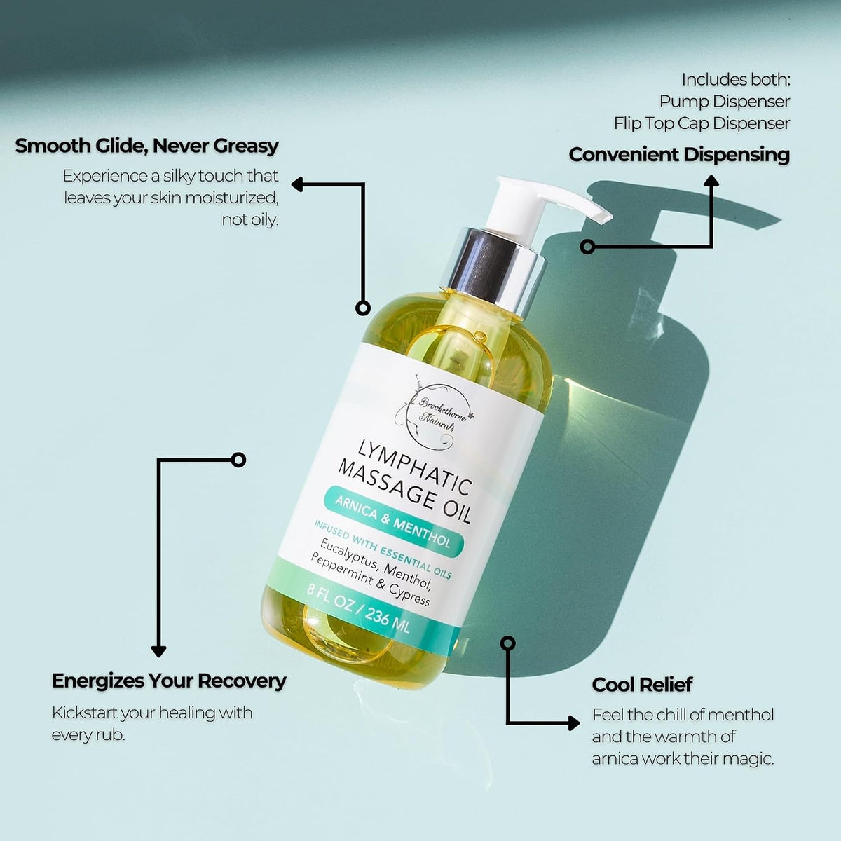 Lymphatic Drainage Massage Oil for Massage Therapy with Arnica & Menthol