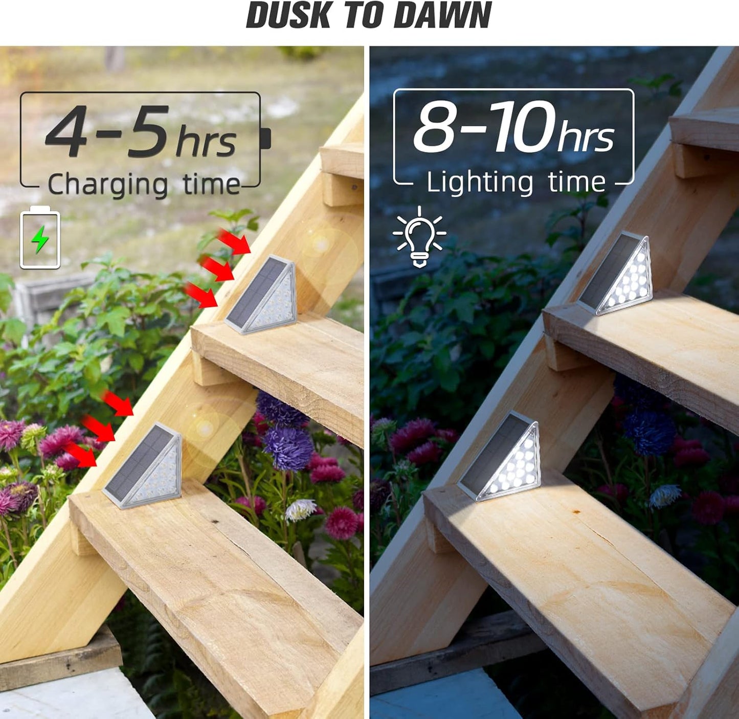 NIORSUN Solar Step Lights,6 Pack Cool White Solar Stair Lights Outdoor Waterproof IP67 Auto On Off,Solar Lights for Steps,Stair,Patio,Yard,Porch,Front Door,Sidewalk,Deck Decor