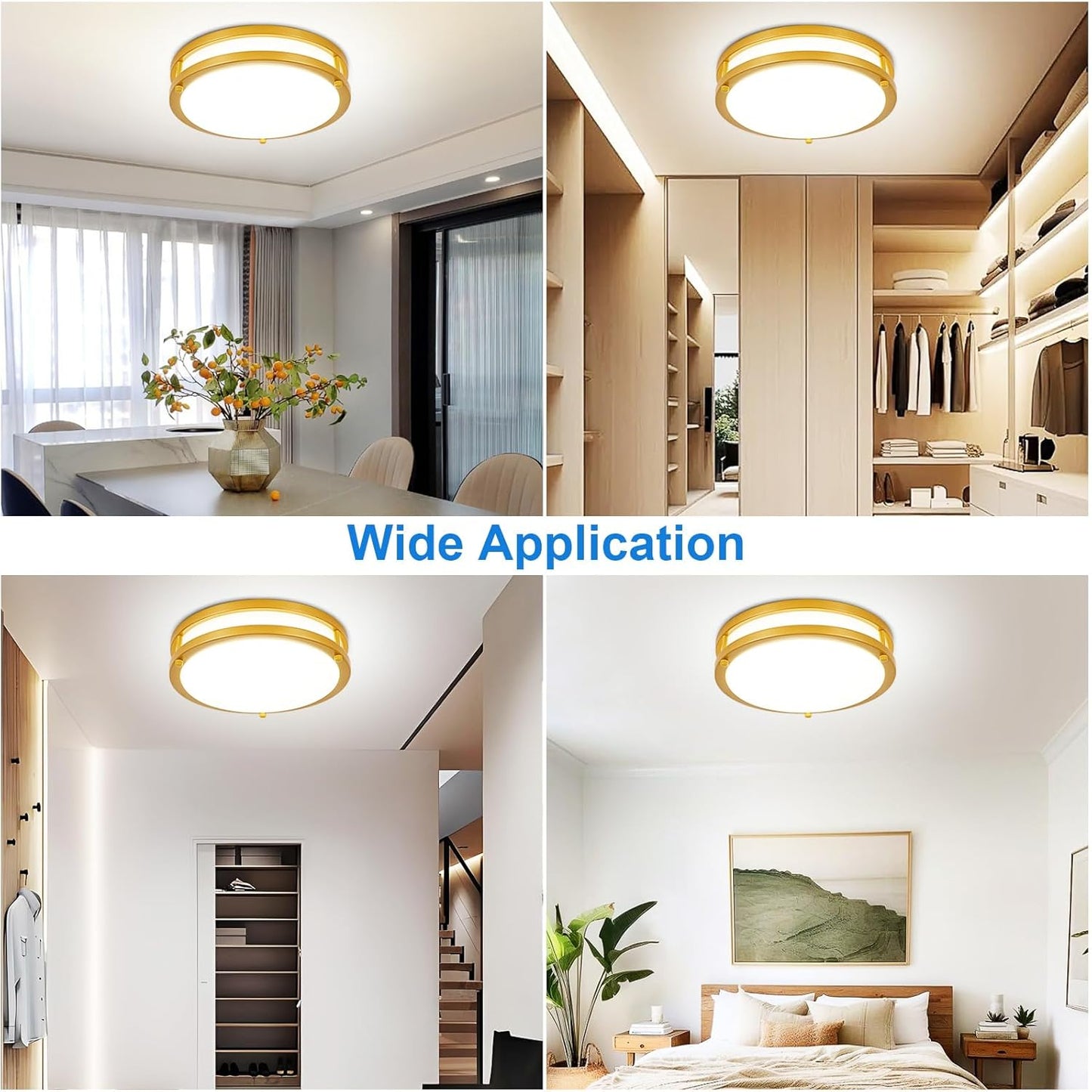 DLLT Flush Mount LED Ceiling Light: 10 Inch 5CCT (3000K-6000K) & Dimmable Ceiling Light Fixtures for Bedroom Hallway - 18W Modern Gold 1600LM Super Bright Kitchen Lighting Fixtures Ceiling