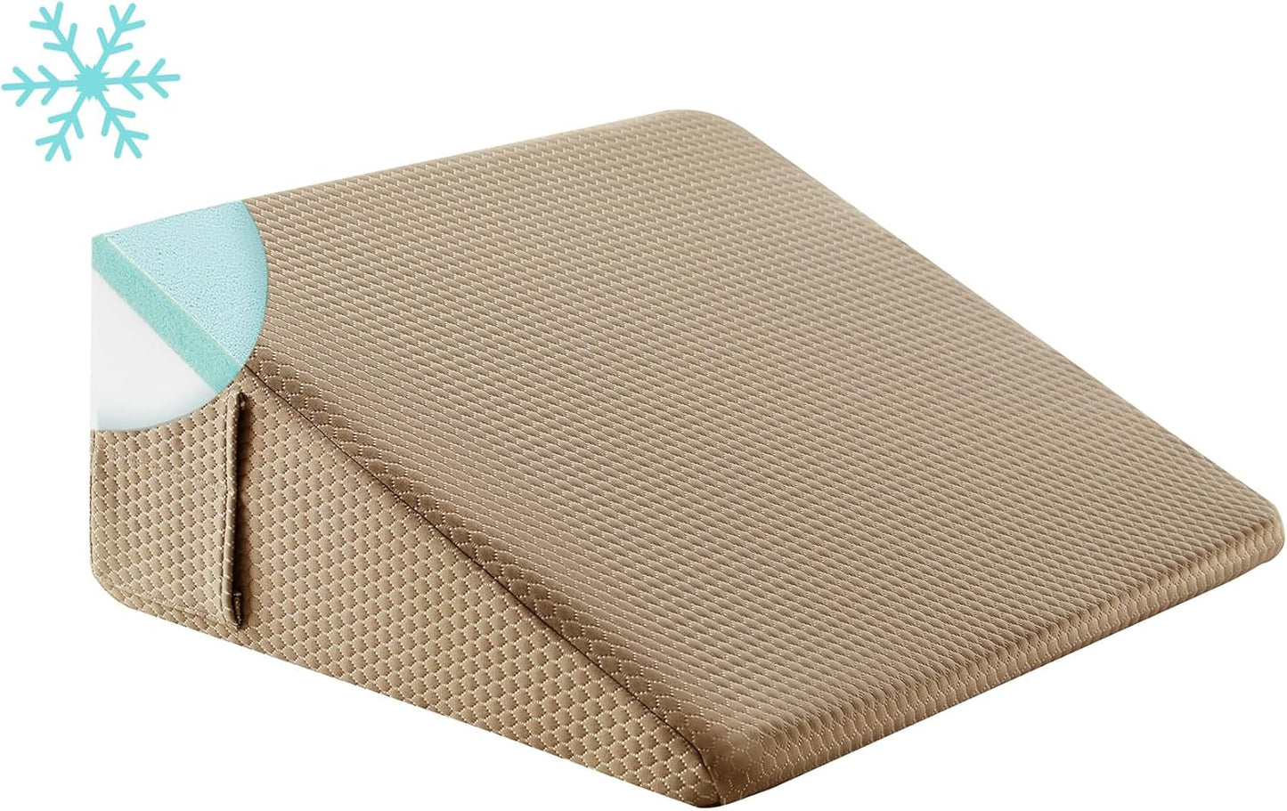 Bedluxe Wedge Pillow, 10 inch Bed Wedge Pillow for Headboard, Pillow Wedge for Acid Reflux Relief, Sleeping, After Surgery, Snoring, Gerd, Triangle Pillow Wedge - Cooling Memory Foam Top, Coffee