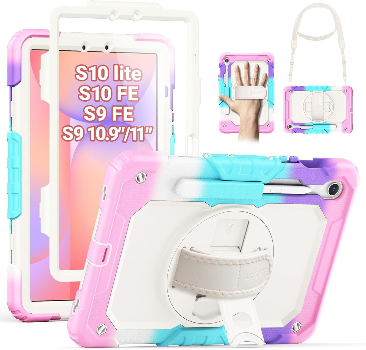 SEYMAC Case for Samsung Galaxy Tab S10 Lite/S10 FE/S9 FE/S9 5G 11", Pink