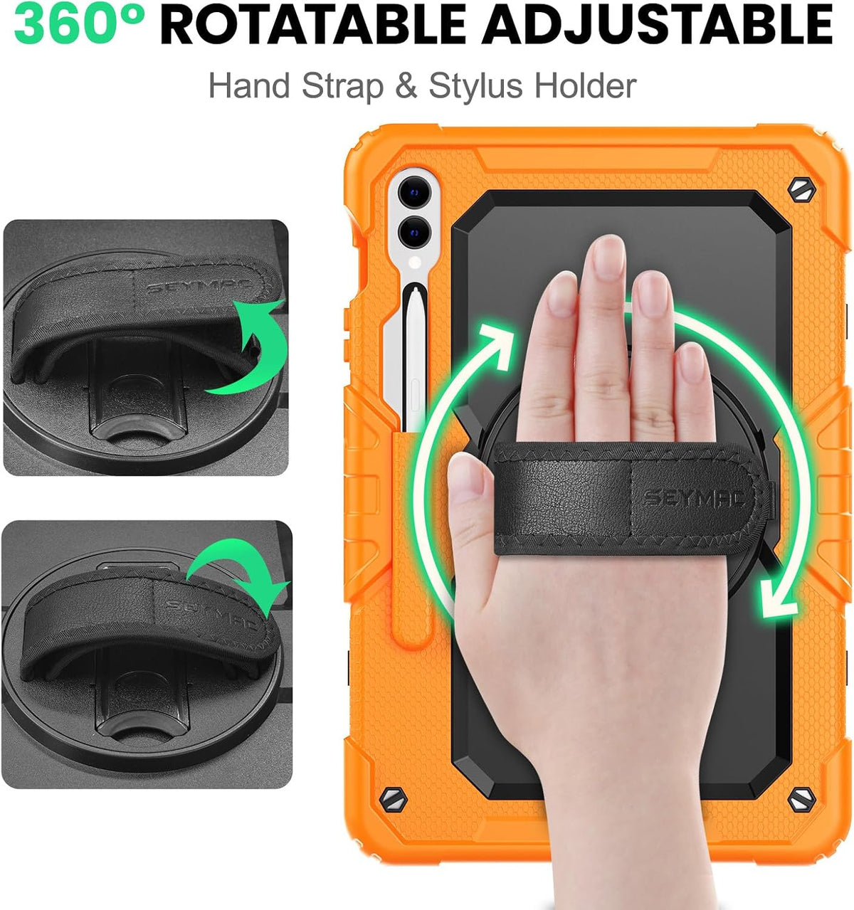 SEYMAC Case for Samsung Galaxy Tab S10+/S9 FE+/S9+ 12.4", Orange
