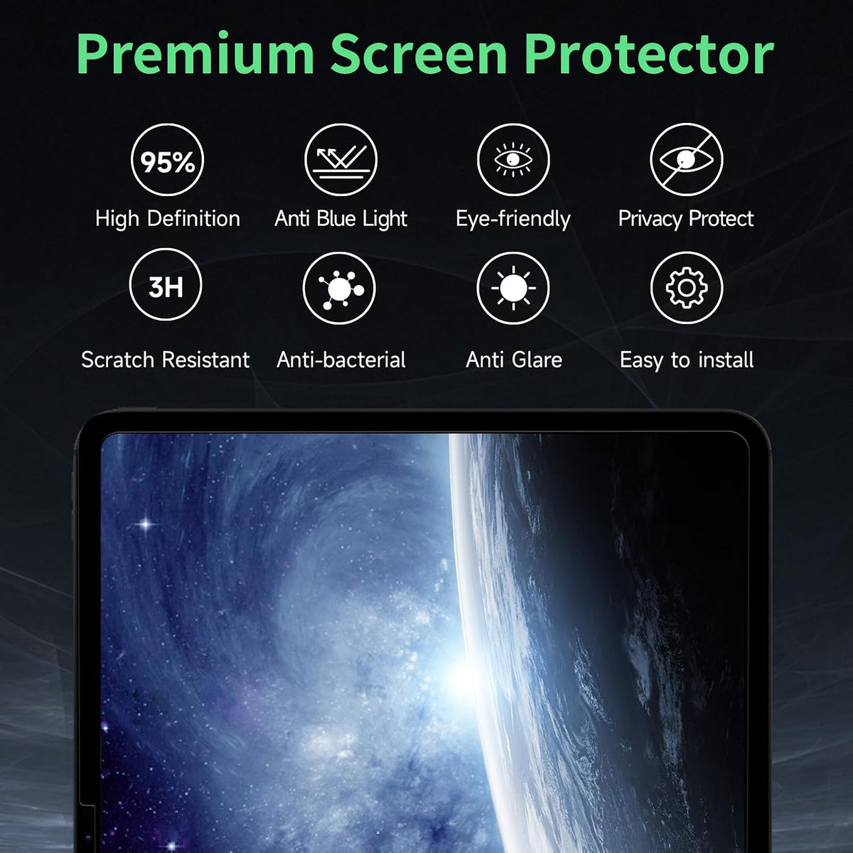 Privacy Screen Protector Compatible with iPad Pro 13 2024 7th Gen (A2925, A2926) Anti-Glare Blue Light Film Anti-Spy Filter, Bubble-Free Shield Easy Install Guard Removable Cover
