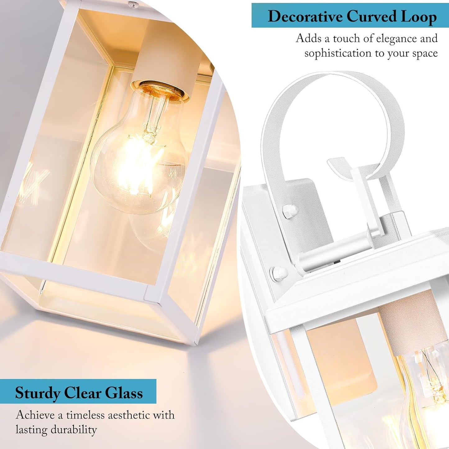 BesLowe 2-Pack Outdoor Wall Light Fixtures, Exterior Lighting Fixtures Wall Mount, Waterproof Porch Lights Outdoor Wall Sconces Lanterns, Modern Outside Lights for House Front Door Garage, White