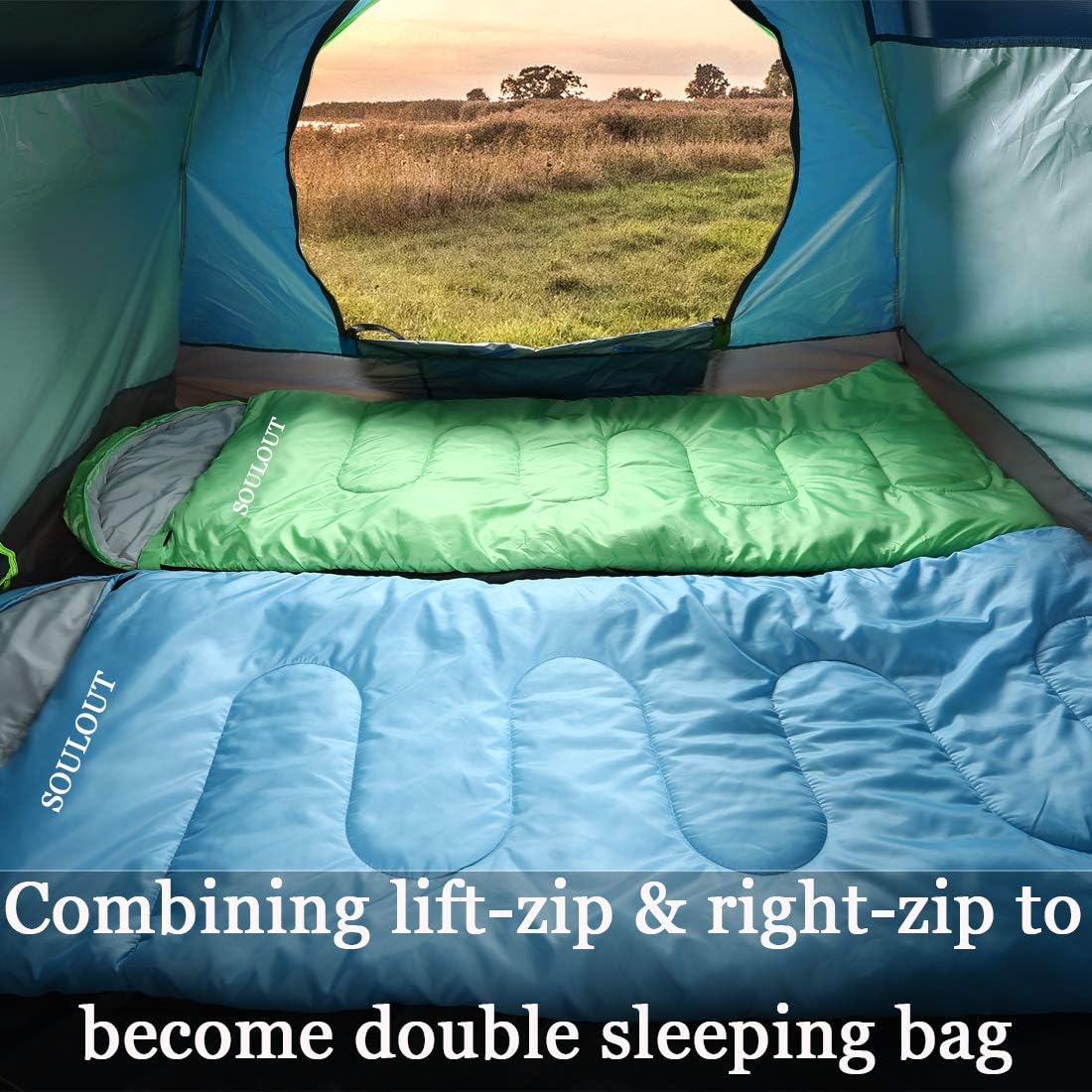 3-4 Season Sleeping Bag for Adults & Kids, Lightweight Warm Cold Weather Camping Bag with Waterproof Compression Sack – Portable for Hiking, Backpacking, Traveling & Outdoor Adventures