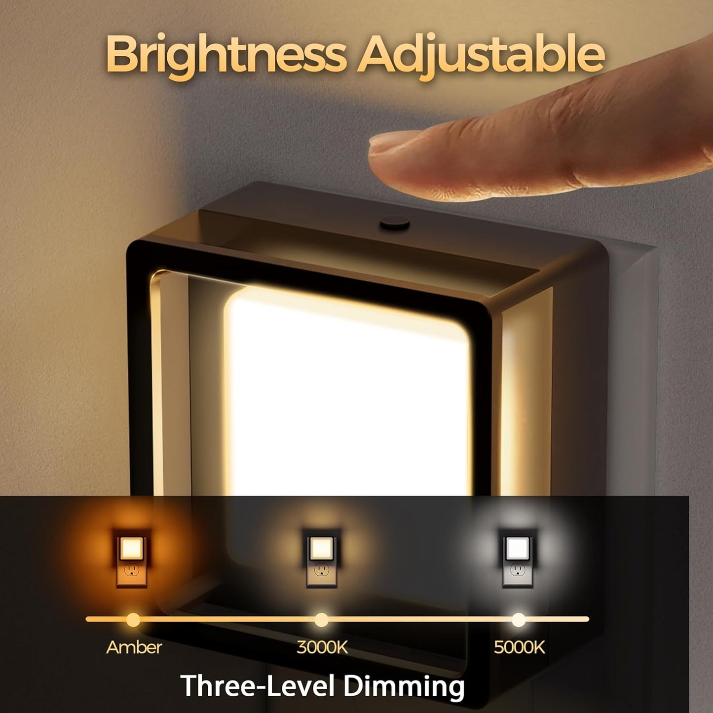 DORESshop LED Night Light, Night Lights Plug Into Wall [2 Pack] with Dusk-to-Dawn Sensor, Dimmable Nightlights, Adjustable Brightness for Bathroom, Hallway, Bedroom,Kids Room,Stairway,3CCT