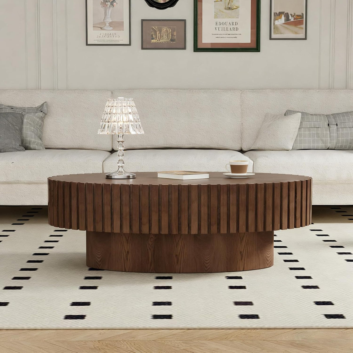 Oval Fluted Coffee Tables 43.3" (Oval Walnut)