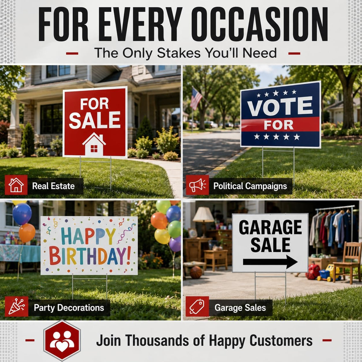 Yard Sign Stakes 30x10 - H Stakes for Yard Signs, 50 Pack