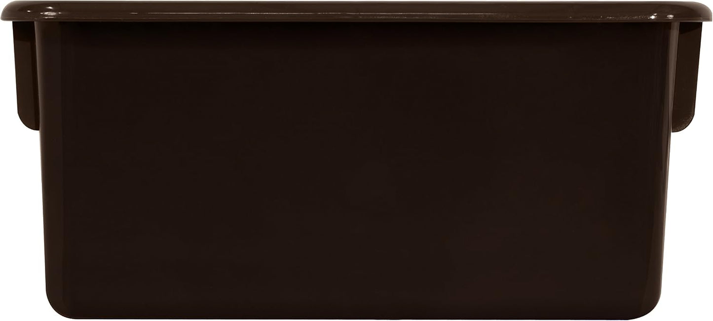 Wood Designs Cubby Storage Bin, Heavy Duty Plastic Containers for Kids Brown Cubby Tray Set of 30