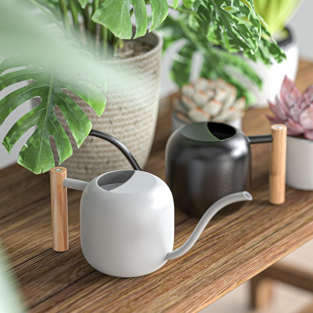 Green Moon 1.2L/41oz Metal Metal Watering Can with Long Spout, White