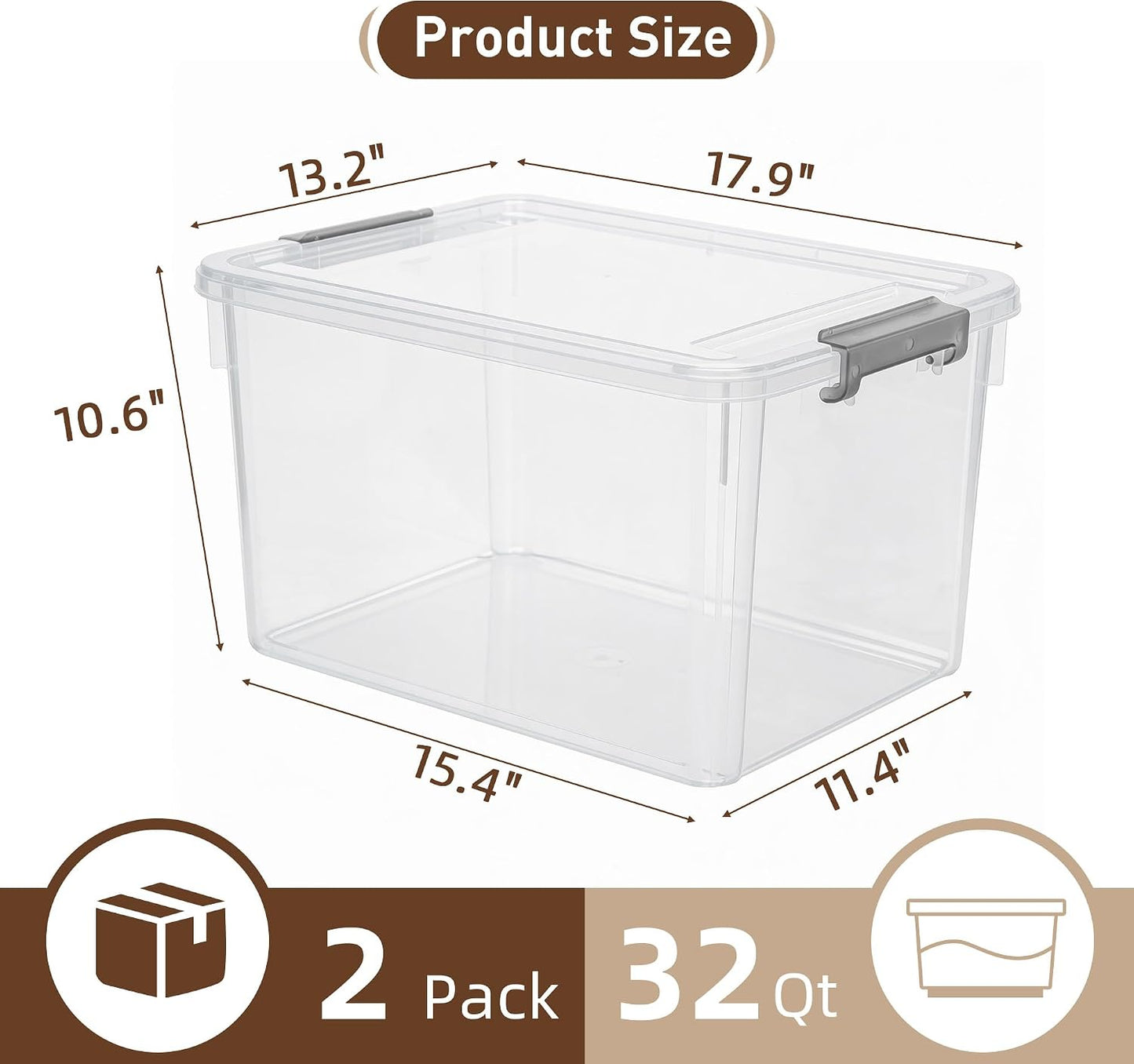 Citylife 32 QT Plastic Storage Bins with Latching Lids Stackable Storage Containers for Organizing Large Clear Storage Box for Garage, Closet, Classroom, Kitchen, 2 Packs