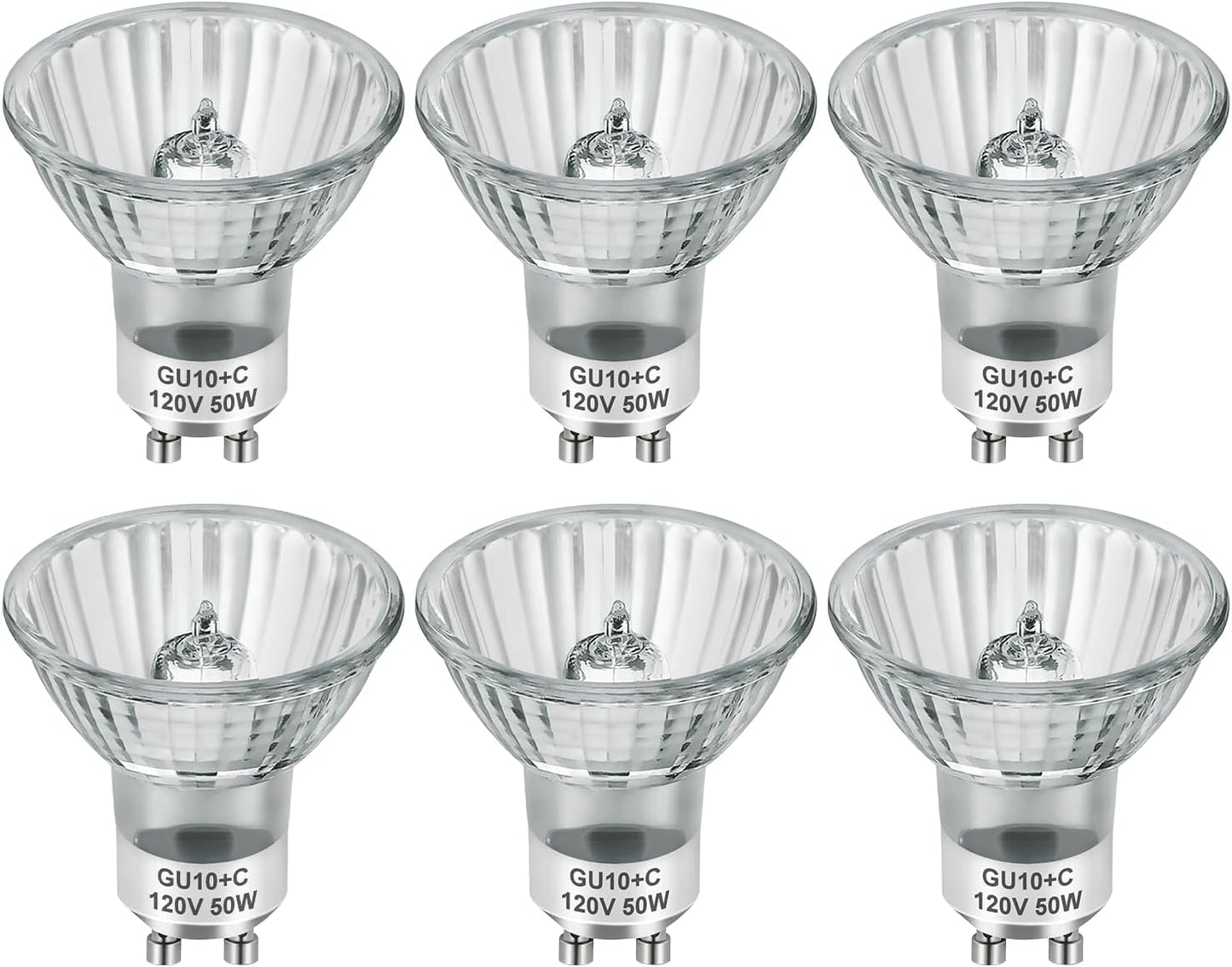 SerBion GU10 120V 50W Halogen Light Bulbs for Track and Range Hood, GU10+C Candle Warmer Lamp with Dimmable, 2700K Warm White, 6000+Hours Long-Lasting Pack of 6