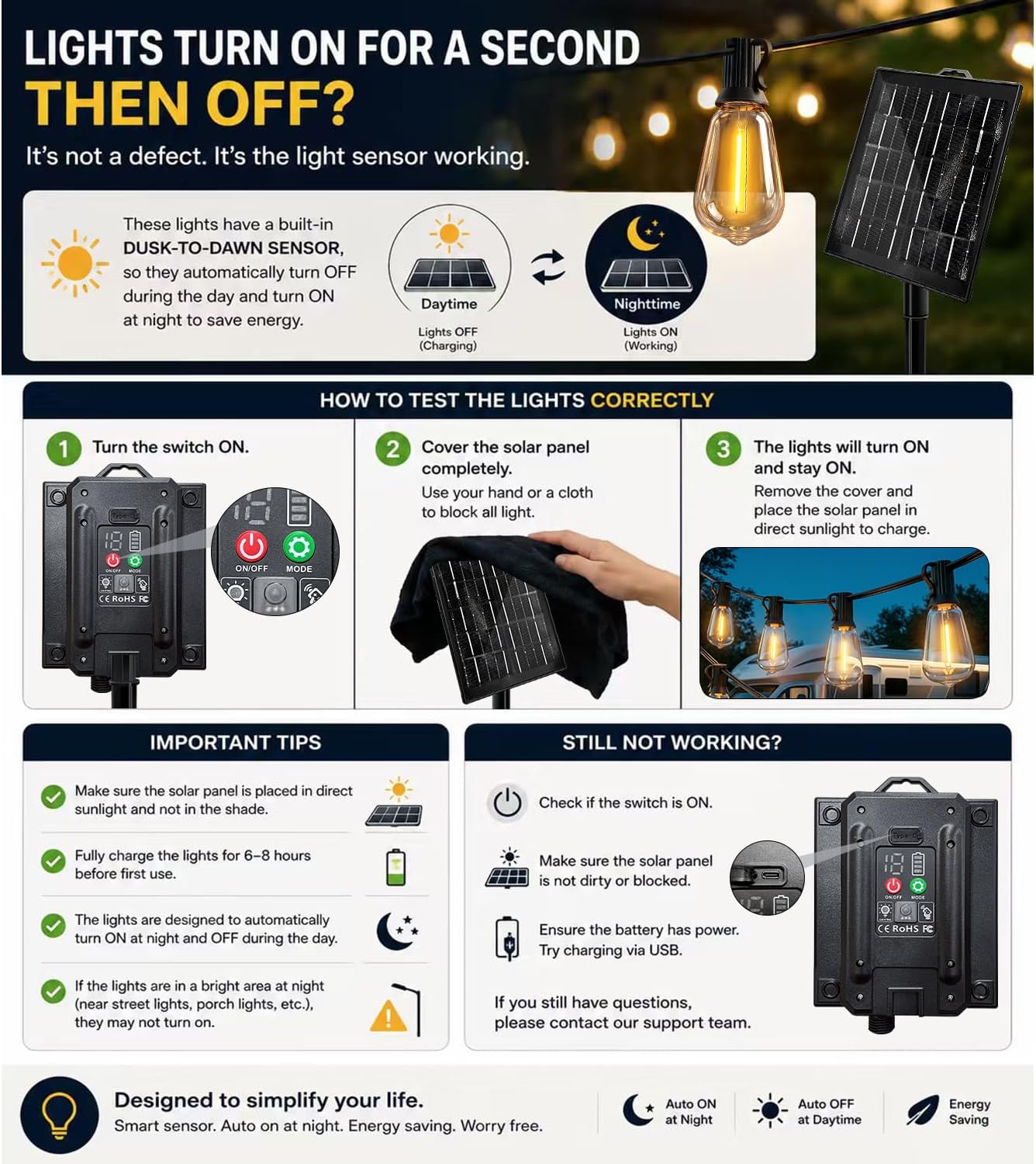 100FT Solar String Lights Outdoor Waterproof with Remote & Timer, LED Shatterproof ST38 Bulbs, USB & Solar Powered Patio Lights for Backyard, Porch, Garden, Wedding Decor, Dusk to Dawn Lighting