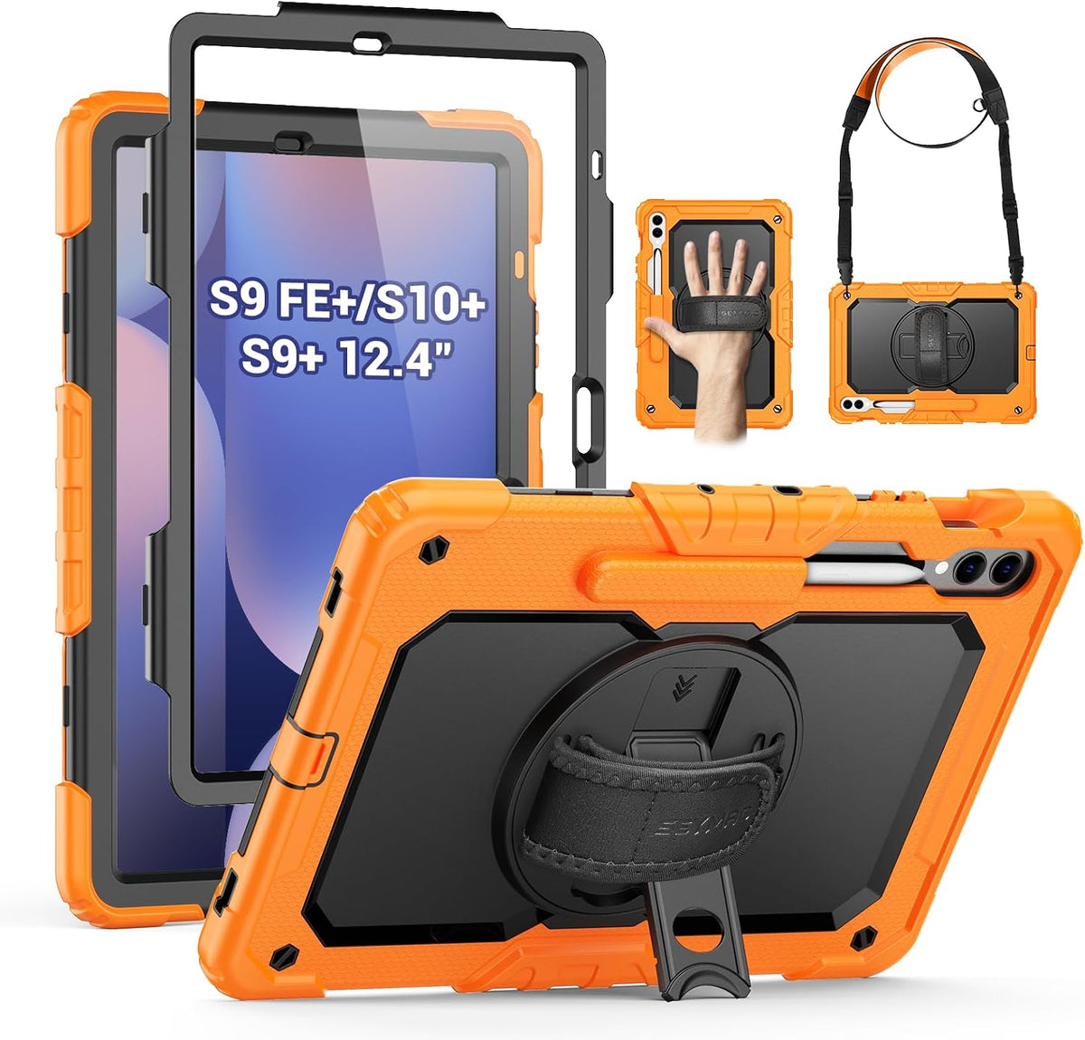 SEYMAC Case for Samsung Galaxy Tab S10+/S9 FE+/S9+ 12.4", Orange