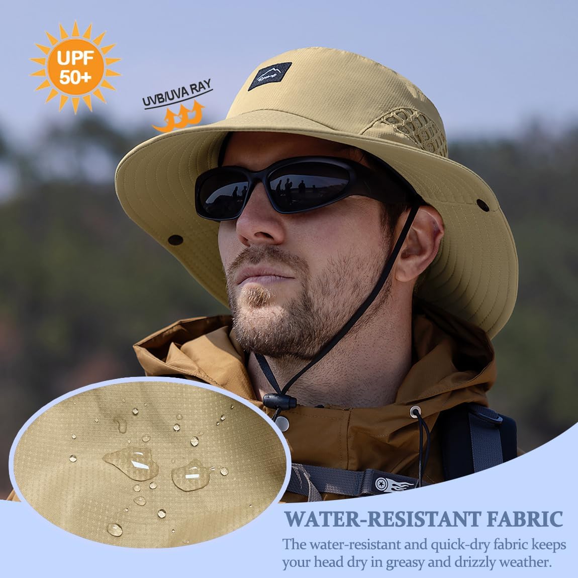 Sireck Fishing Hat, UPF50+ Wide Brim Sun Hat for Men Women, UV Protection Hiking Beach Bucket Hats Summer Safari Hat