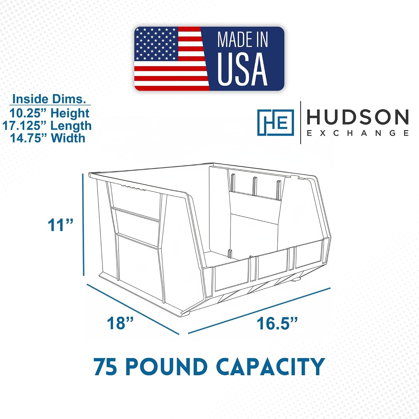 HE HUDSON EXCHANGE 18" x 16.5" x 11" Plastic Stackable Storage Bin, Clear