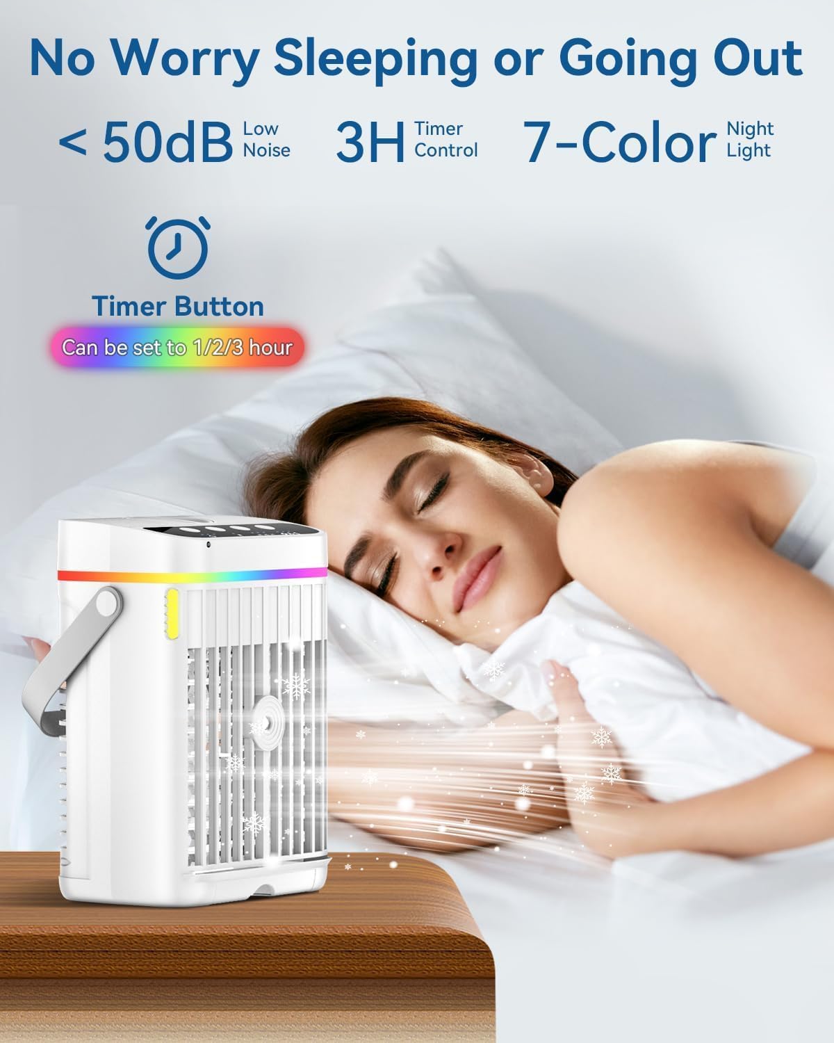 Portable Air Conditioners, 1250ml Mini Air Conditioner Portable Air Cooling Fan Air Cooler Fan with 3 Speeds & 1-3H Timer, Aire Acondicionado Portatil for Bedroom Room Office Desk