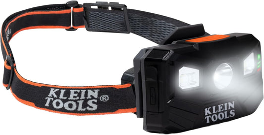 Klein Tools 56048 Rechargeable LED Headlamp, Adjustable Fabric Strap, 400 lms, All-Day Runtime, for Work, Running, Outdoor Hiking