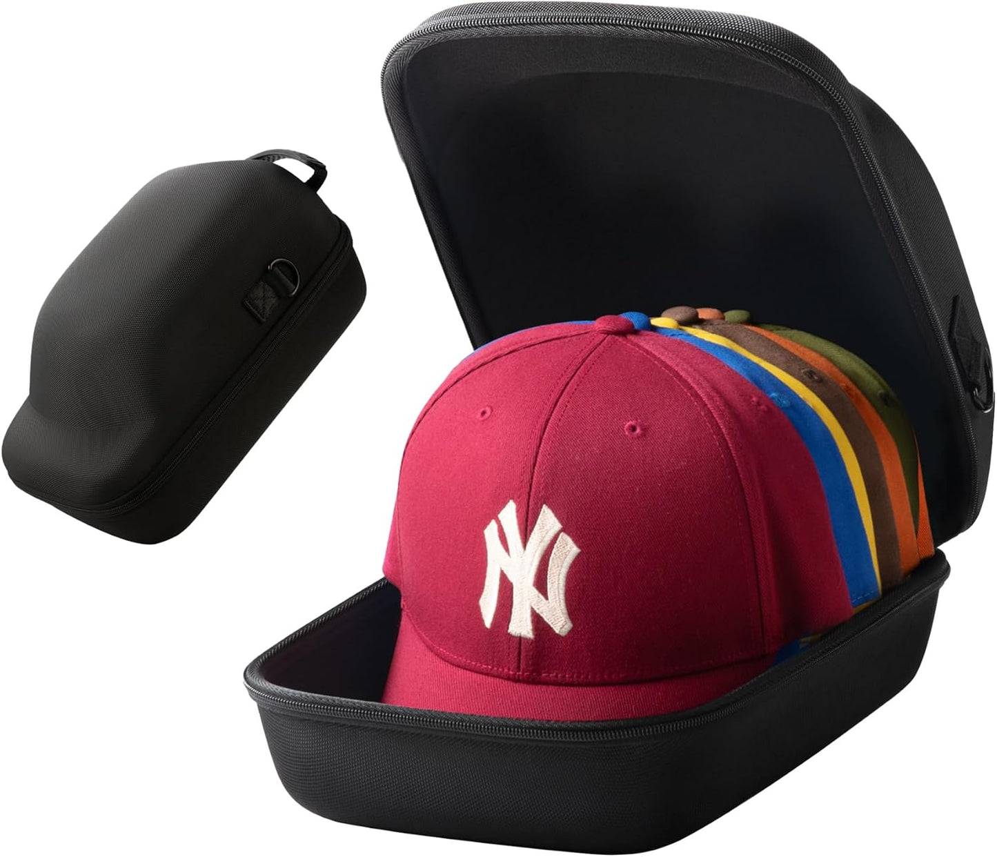OZUECCR Hard Hat Travel Case – Storage for Baseball Caps with Carrying Handle and Adjustable Shoulder Strap, Hat Organizer Protects up to 6 Hats, for Travel and Home Storage (Black)