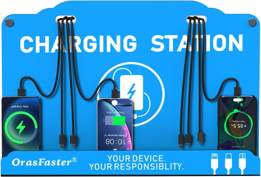 Wall Mounted Cell Phone Charging Station | Multi-Device Station with 8 Port Charging Dock | Application for Library, Hotel,Office,Hotels, Hospitals