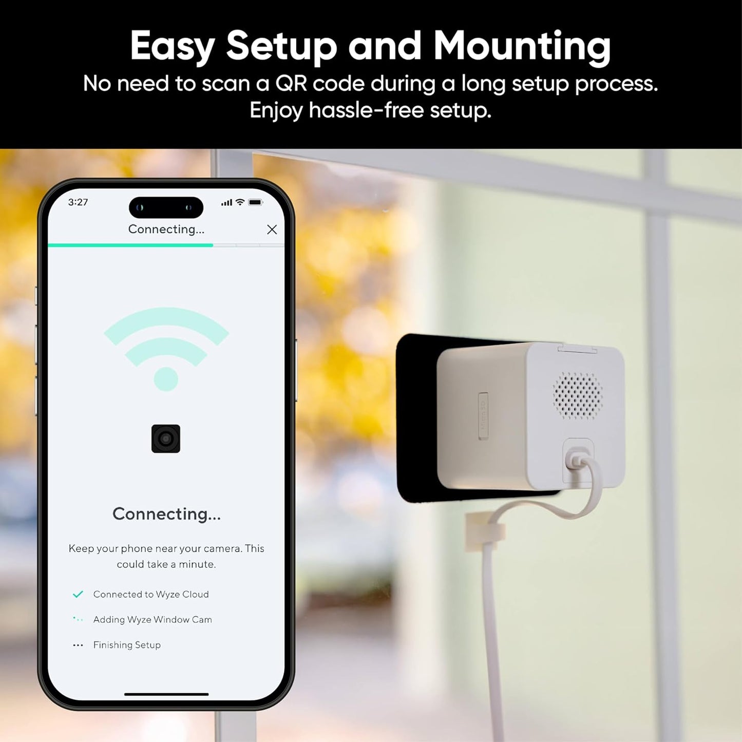 Wyze Window Camera, WiFi Indoor HD Home Security Camera, Upgraded Color Night Vision, Anti-Glare, AI-Powered Motion Detection, Easy & Quick Setup, 24/7 Recording, Works w/Alexa & Google