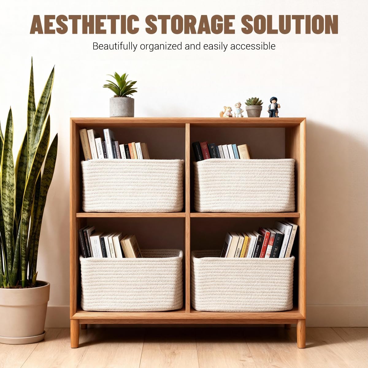 5 Pack Woven Storage Baskets, Decorative Storage Bins for Organizing