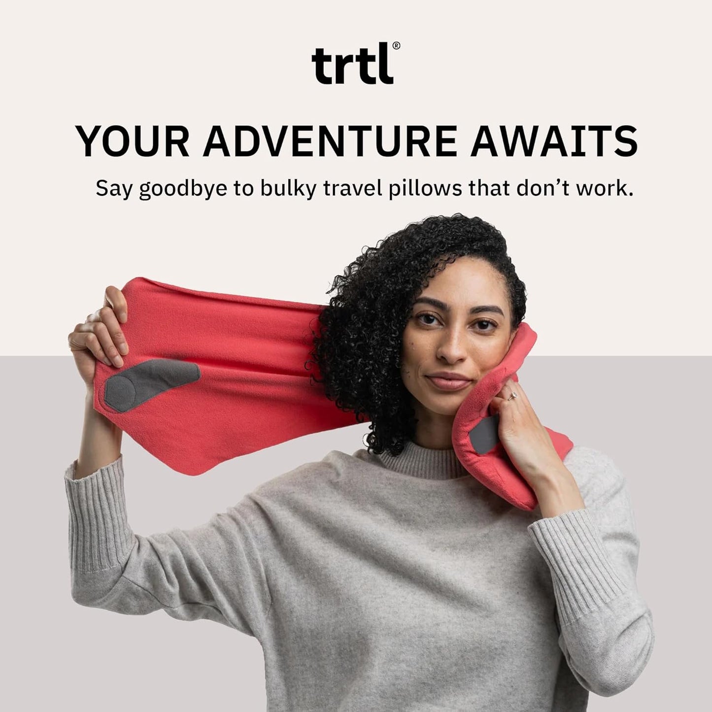 Trtl Pillow - Scientifically Proven, Super Soft Neck Support Travel Pillow for Airplanes - Lightweight and Machine Washable - Ergonomic Design for Traveling on Flights, Cars, and Trains - Coral