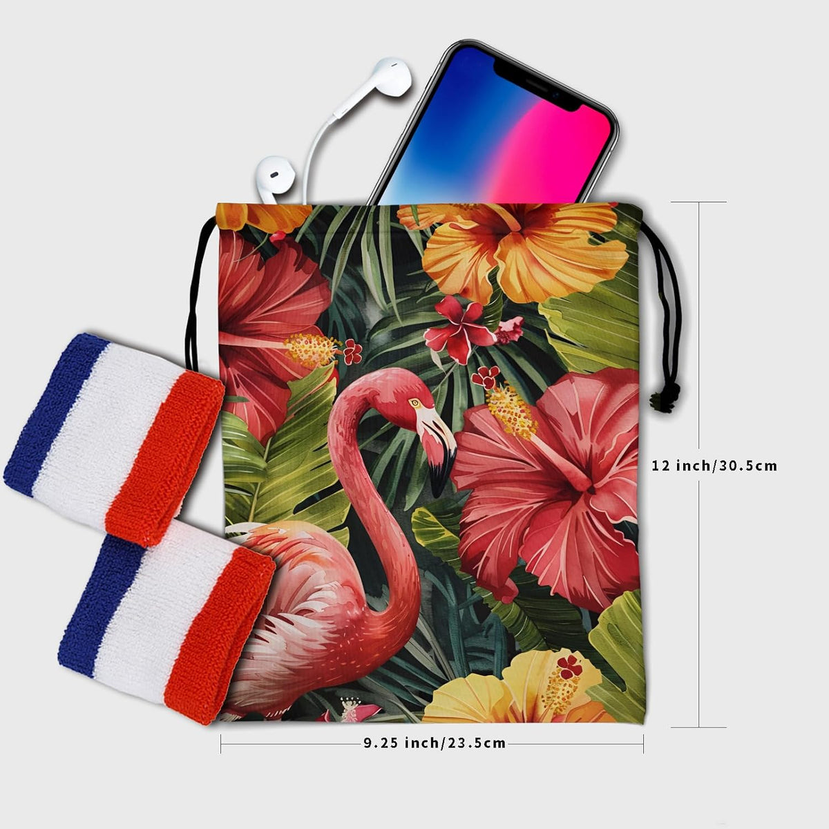 Giwawa Colorful Gymnastic Grip Bag for Flamingo Lover Summer Flowers Drawstring Bag Adjustable