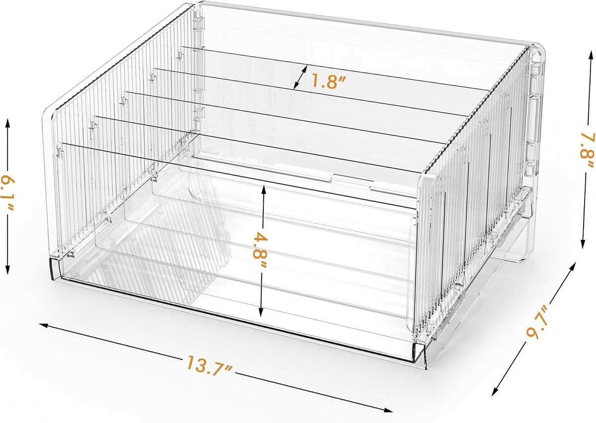 File Sorter Organizer, 5 Sections Acrylic Letter Tray for Desk, Mail Organizer Letter Holder for Envelopes, Mail, Electronics 1Pack