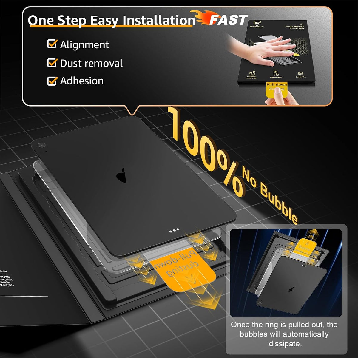 2-Pack Glass Screen Protector for iPad 11th A16 11-in. /10th Generation 10.9-in. (2025/2022) Military Shatterproof, 9H+ Hardness, Auto-Alignment Frame, Anti-Fingerprint, HD Clear, Scratch Resistant