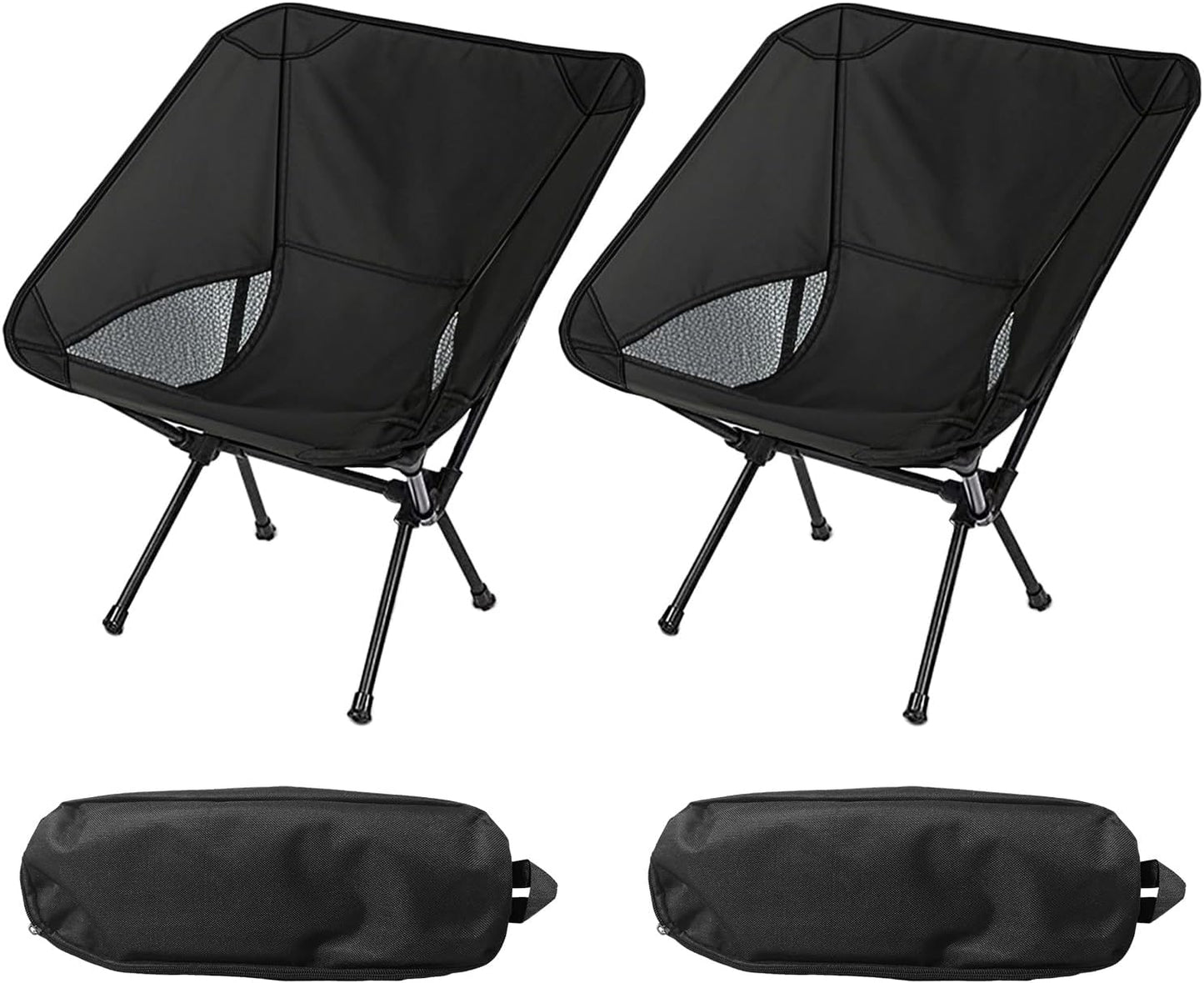 Wind Tour Portable Camping Chair Lightweight Foldable Outdoor Chair for Hiking Camp Backpacking Lawn Beach Fishing Picnic with Carry Bag (Black-2)