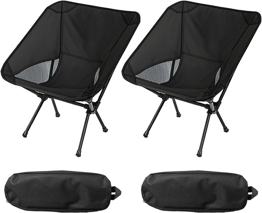 Wind Tour Portable Camping Chair Lightweight Foldable Outdoor Chair for Hiking Camp Backpacking Lawn Beach Fishing Picnic with Carry Bag (Black-2)