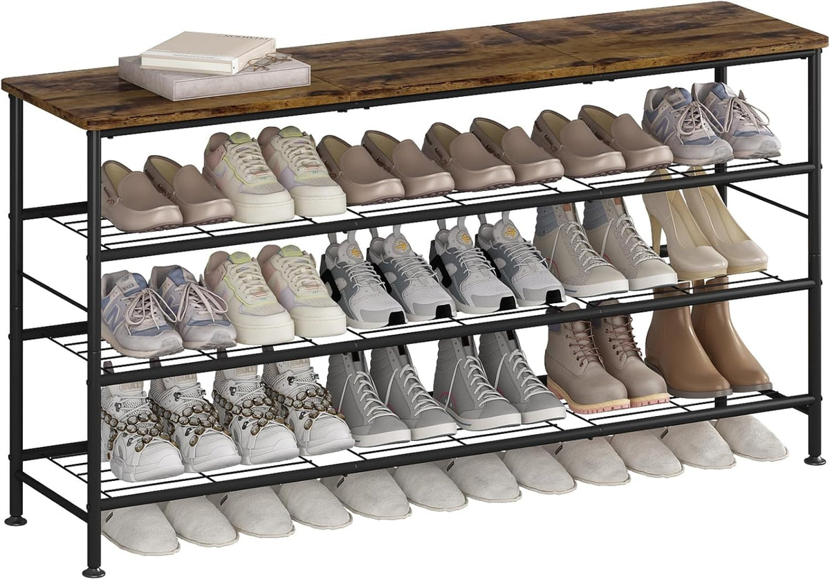 SUOERNUO 4 Tier Extra Long Shoe Rack Organizer Storage for Closet Entryway
