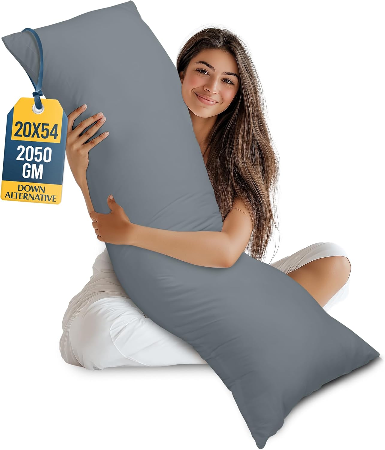 Utopia Bedding Full Body Pillow for Adults (Grey, 20 x 54 Inch), Long Pillow Insert for Sleeping, Ideal for Side Sleepers