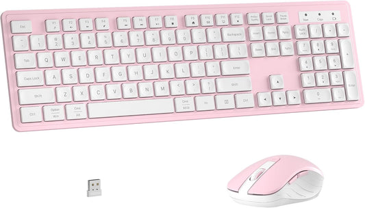 MPTOG Wireless Keyboard and Mouse Combo for PC Laptop (Pink White)