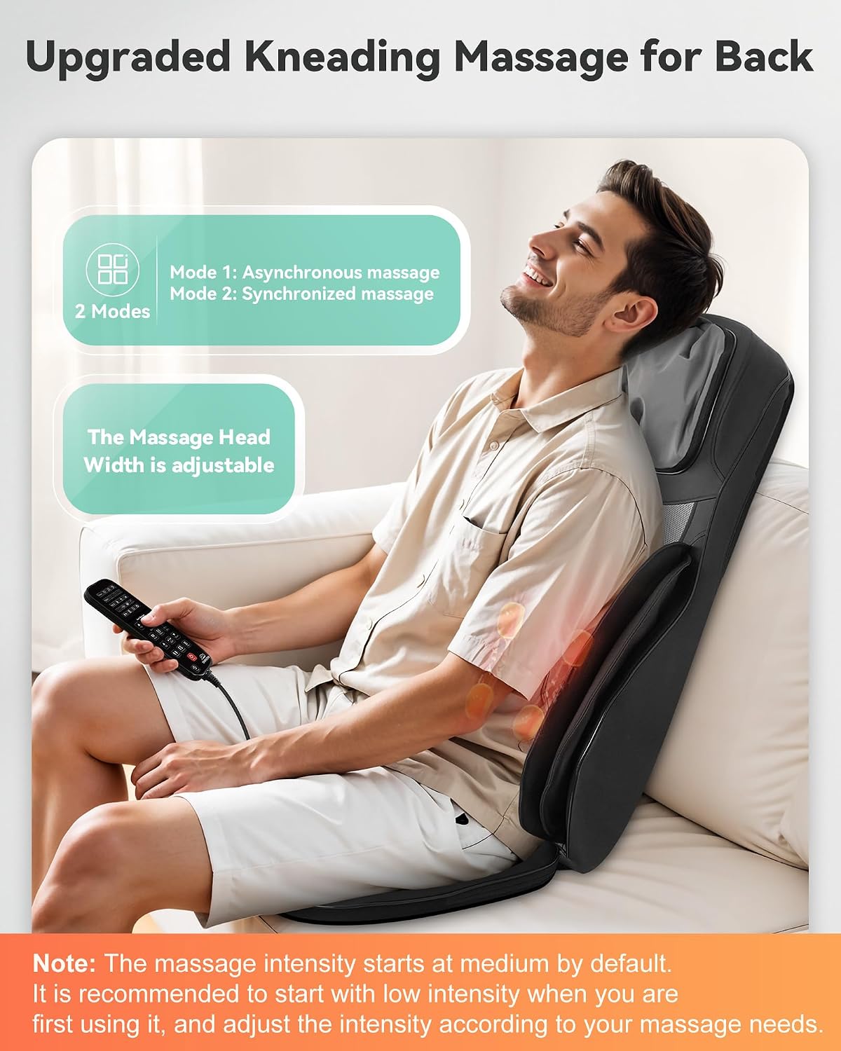 Snailax Back Massager with Heat, Shiatsu Massage Chair Pad for Home Office