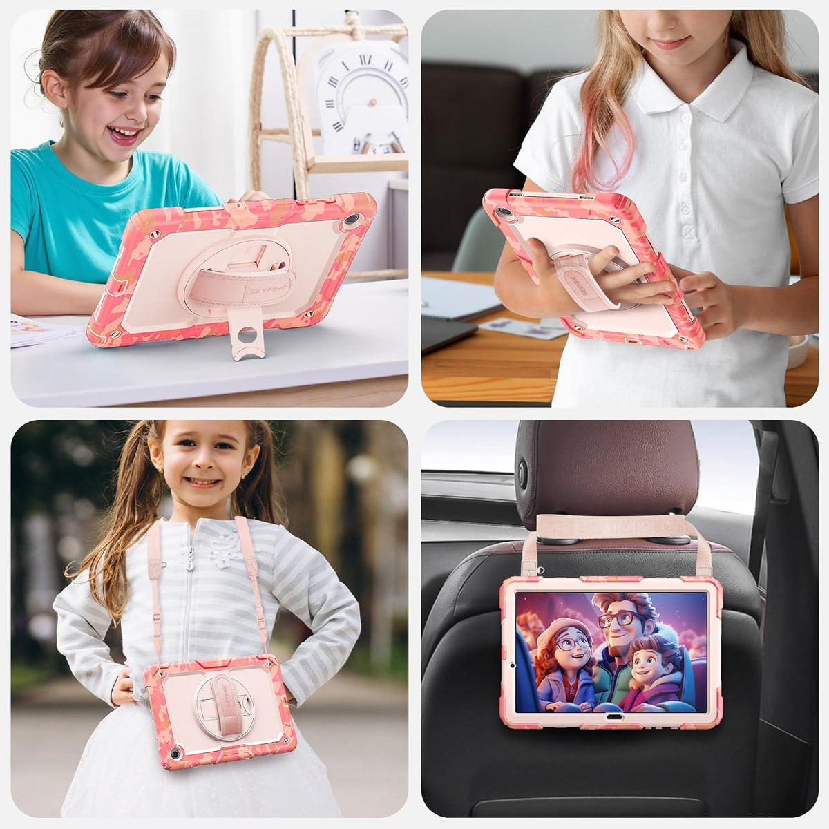 SEYMAC Case for Samsung Galaxy Tab A11+/A9+ Plus 11", Multicolor/Pink