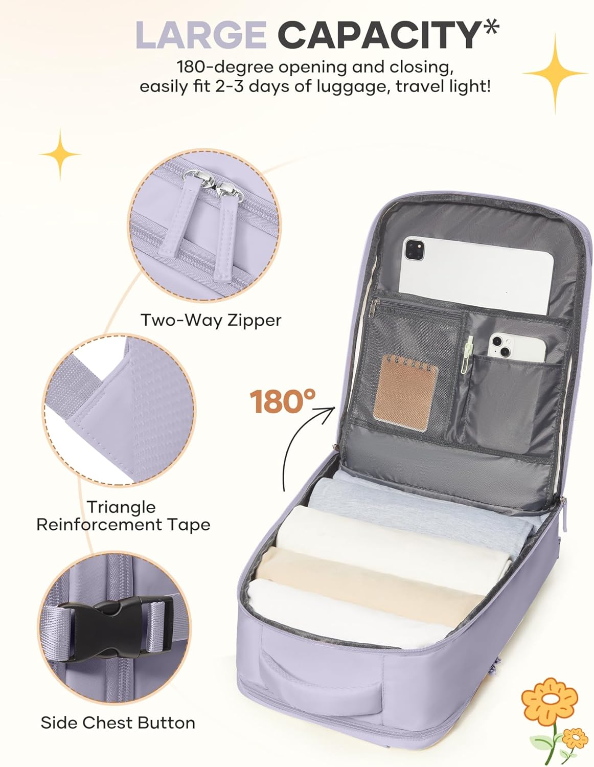 Carry On Backpack Personal Item Travel Backpack For Women Airline/Flight Approved Waterproof Sports Luggage Casual Daypack Small Hiking Backpack Purple