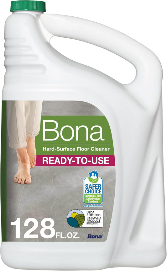 Bona Multi-Surface Floor Cleaner Refill - 128 fl oz - Unscented - Refill for Bona Spray Mops and Spray Bottles - Residue-Free Floor Cleaning Solution for Stone, Tile, Laminate, and Vinyl Floors