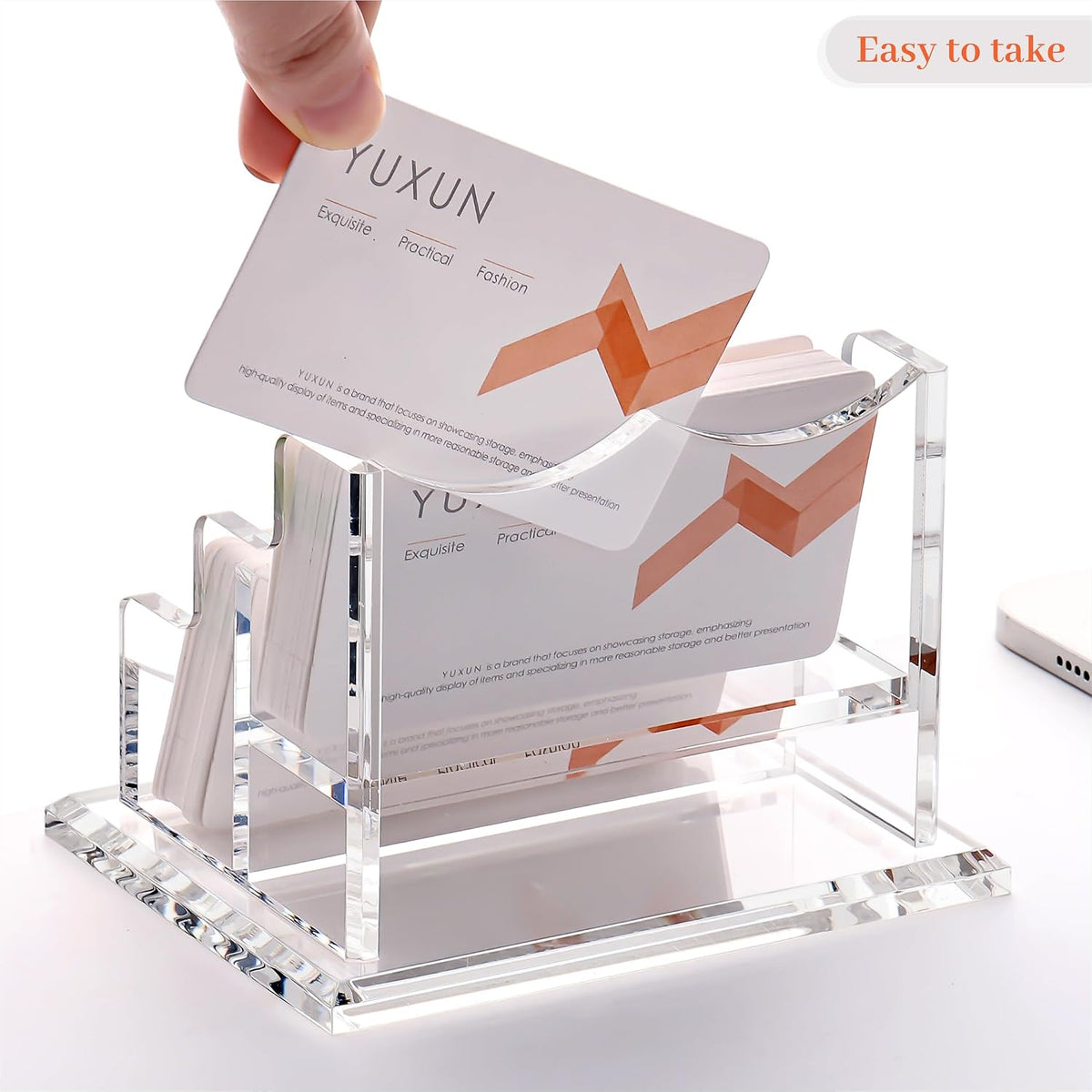 YUXUN Acrylic Business Card Holder for Desk-2 Tier 2 Slots