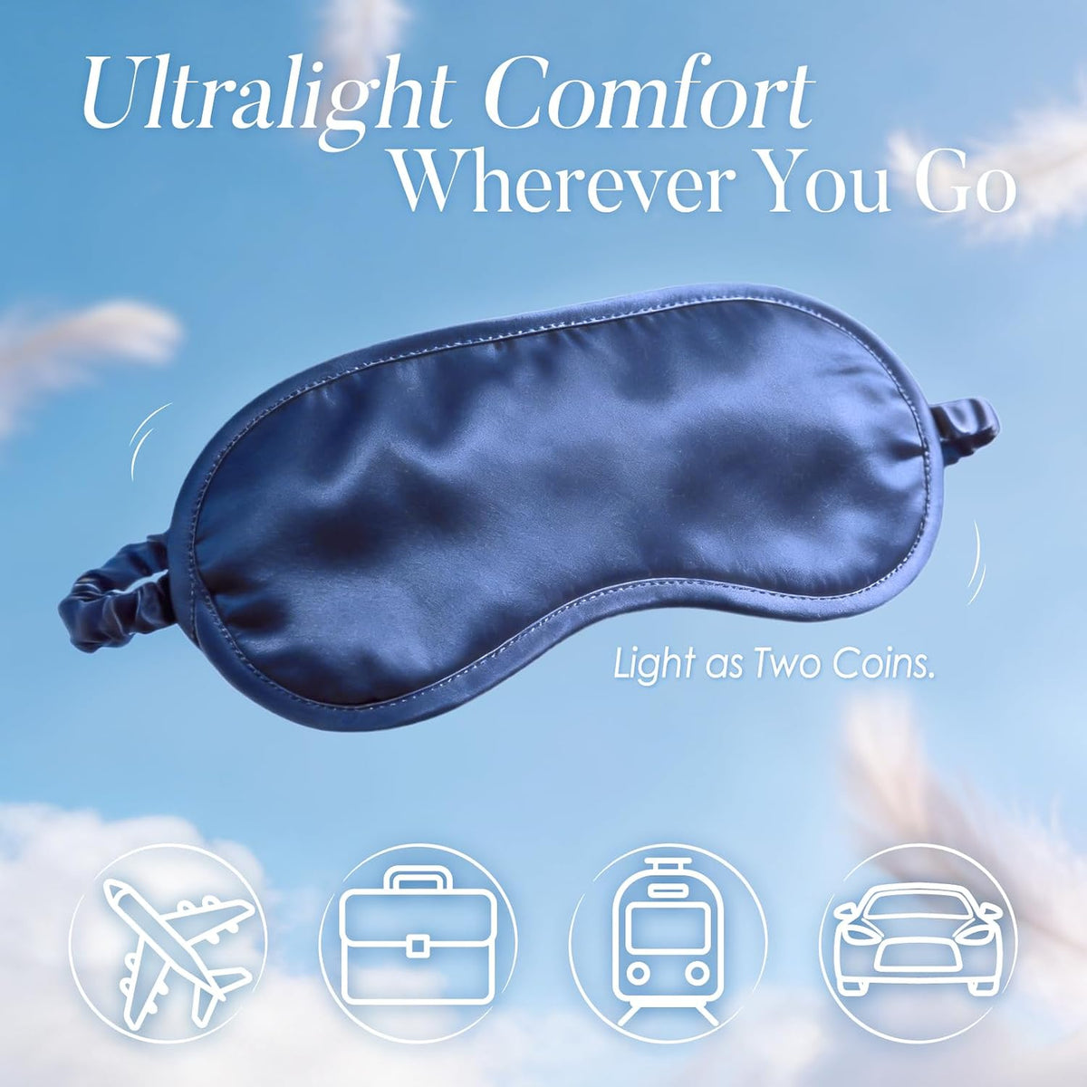 LULUSILK Mulberry Silk Sleep Eye Mask for Sleeping Women and Men, Navy Blue