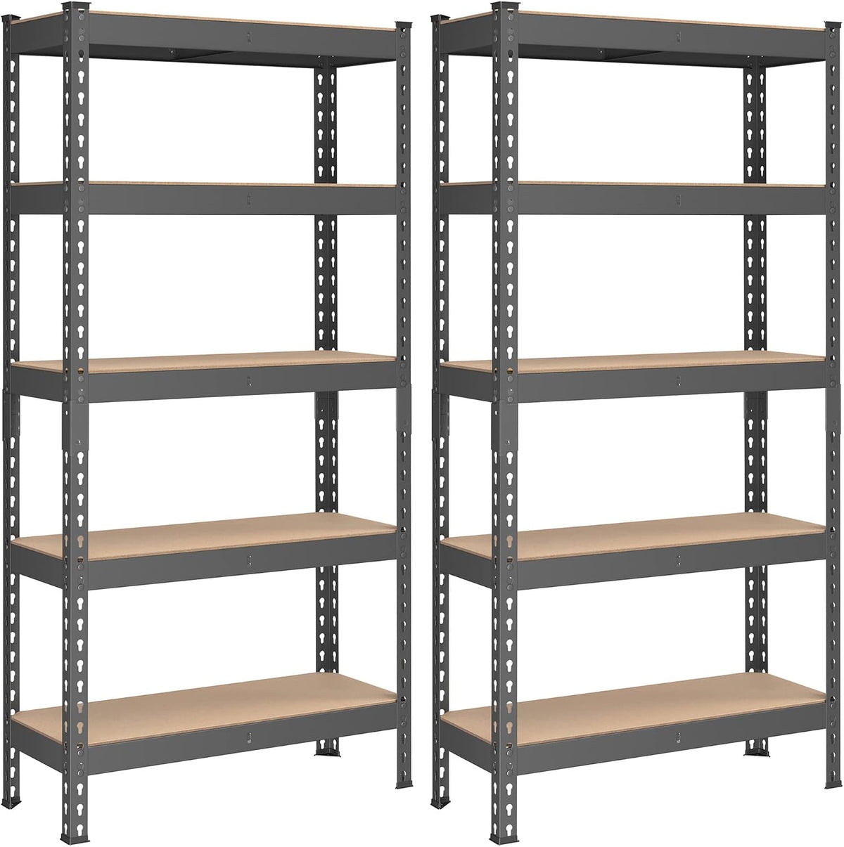 SONGMICS 5-Tier Metal Storage Shelves with Boltless Assembly, Set of 2