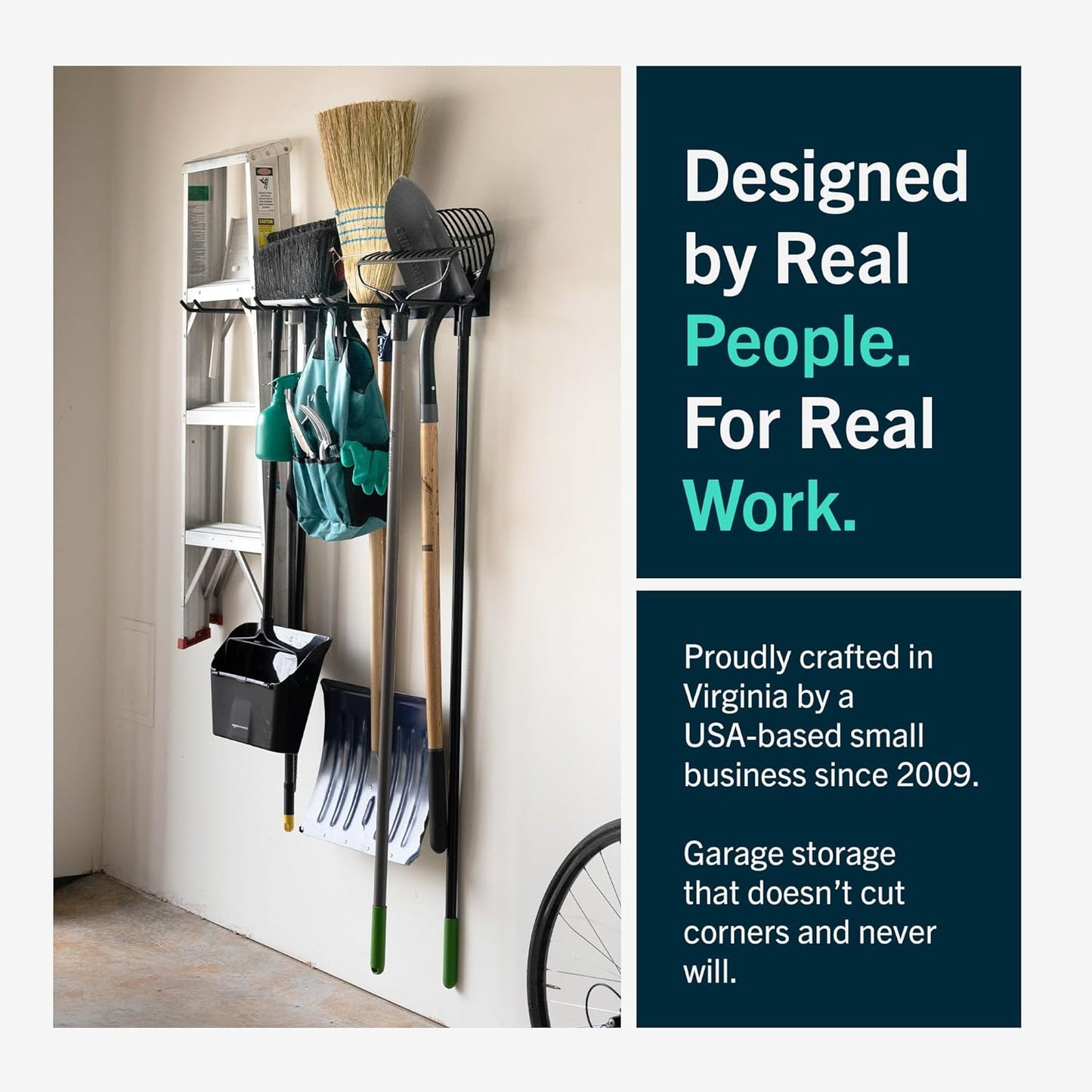 StoreYourBoard 36" Garage Tool Organizer Wall Mount | Garden Tool Organizer System | Heavy Duty Garden Tool Storage Rack for Yard Tools Rakes Shovels 250lbs Garage Organization | 4 PVC Coated Hooks