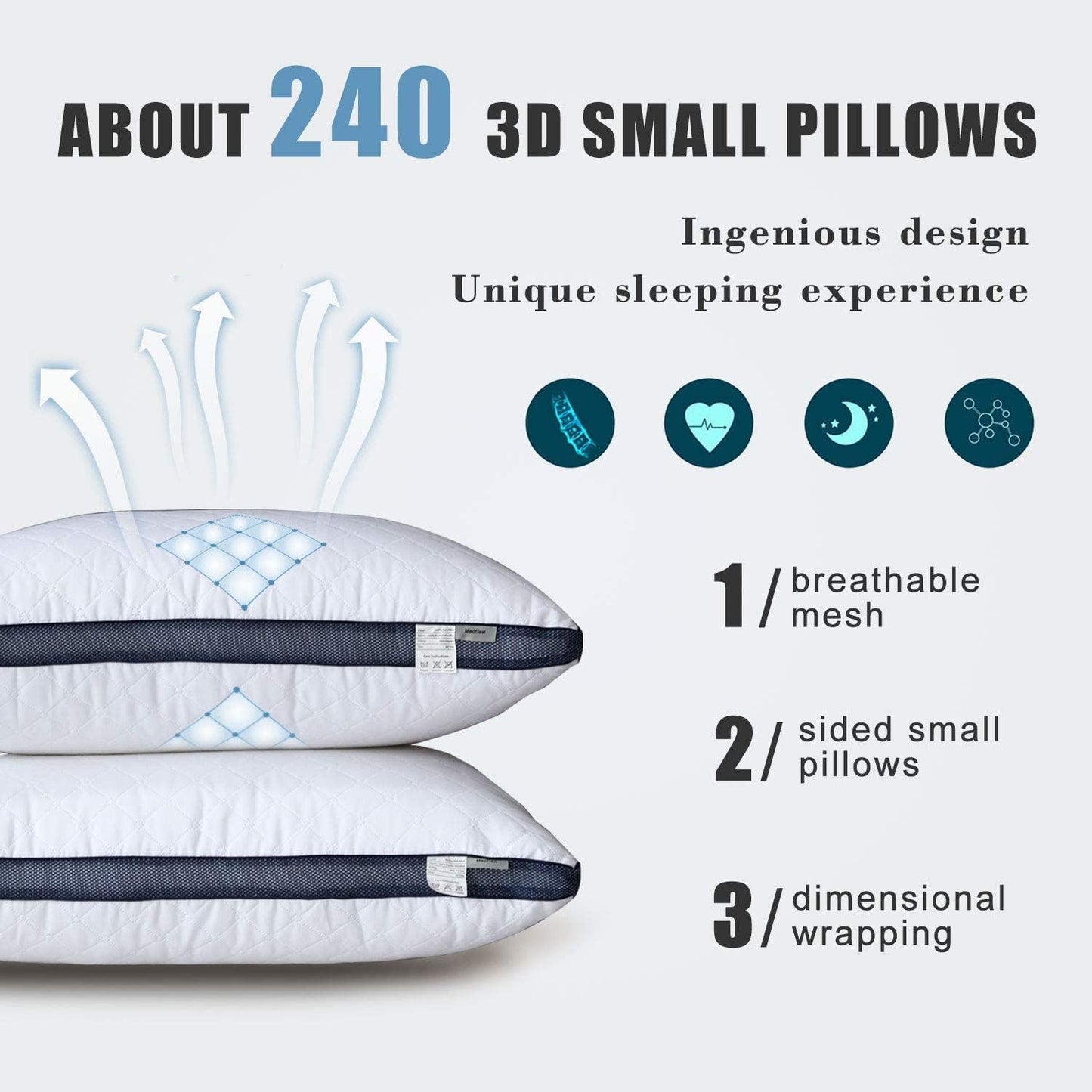 Meoflaw Pillows for Sleeping (2-Pack), Luxury Hotel Pillows Queen Size Set of 2,Bed Pillows for Side and Back Sleeper (Queen)