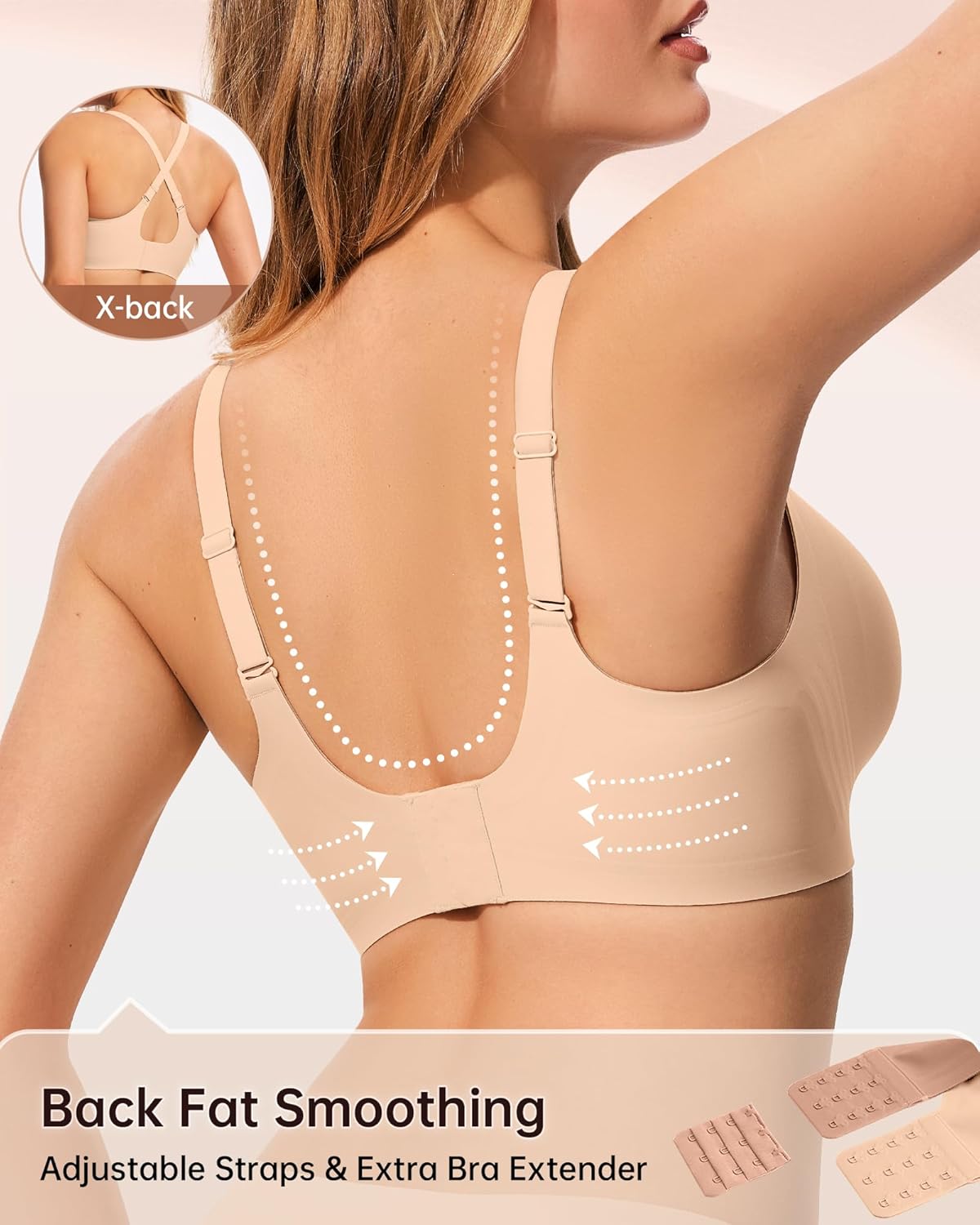 LetsJoli Wireless Bras for Women No Underwire Jelly Bras Seamless Push Up Full Coverage Bralettes Comfortable Everyday Bra